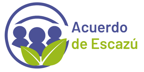 Logo del Acuerdo de Escazú que representa la protección del medio ambiente y los derechos humanos.